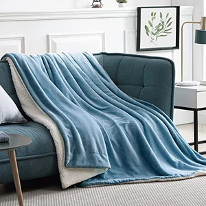 lot 3575 image: Walensee Sherpa Fleece Blanket (Throw Size 50��x60�� Slate Blue)