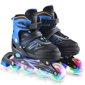 lot 3614 image: XMBT Adjustable Inline Skates with Illuminating Wheels for Kids Boys Girls (Medium)