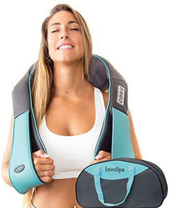 lot 3615 image: Shiatsu Back Shoulder and Neck Massager with Heat - Deep Tissue Kneading Pillow Massage