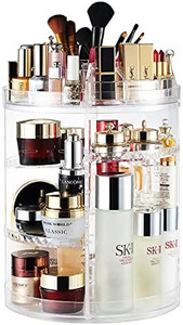 lot 3623 image: Makeup Organizer, 360 Degree Rotating Adjustable Cosmetic Storage Display Case with 8 Layers