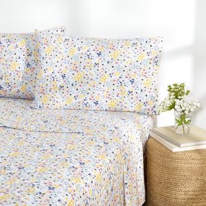 lot 4118 image: Gap Home Ditsy Floral Percale Easy Care Sheet Set, Deep Pocket, Twin, PinkBlue, 3-Pieces