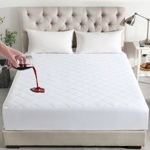 lot 5001 image: Waterproof Mattress Pad Queen Size -Diamond Quilted Down Alternative Mattress Protector Cover Fitted Up to 16 Deep Pocket
