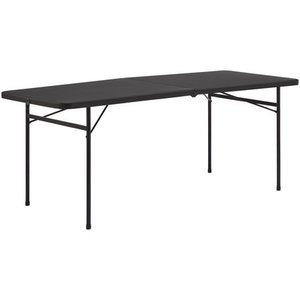 lot 5068 image: Mainstays 6 Foot Bi-Fold Plastic Folding Table, Black