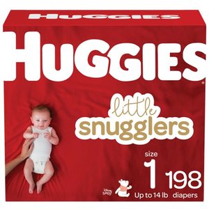 lot 5110 image: Huggies Little Snugglers Baby Diapers, Size 1, 198 Ct