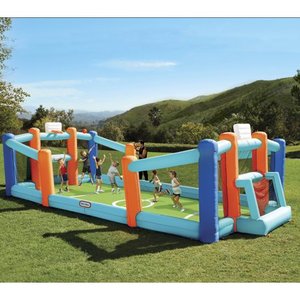 lot 5119 image: Little Tikes Huge Inflatable Backyard Soccer & Basketball Court Bouncer