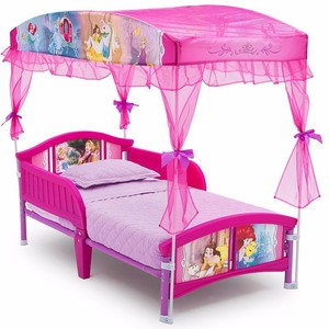 lot 5143 image: Delta Children Disney Princess Plastic Toddler Canopy Bed, Pink
