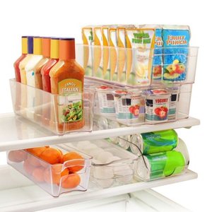 lot 5149 image: Greenco 6 Piece Refrigerator And Freezer Stackable Clear Storage Organizer Bins With Handles