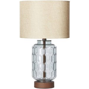 lot 5178 image: Better Homes & Gardens Blue Geo Textured Glass Table Lamp