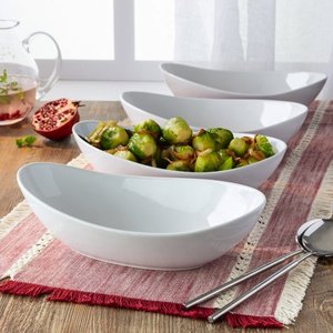 lot 5191 image: Better Homes & Gardens Oval Serve Bowls, White, Set of 4