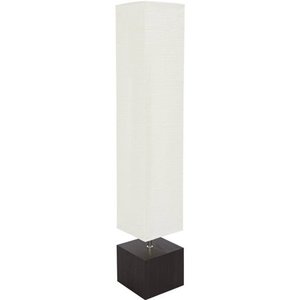 lot 5215 image: Mainstays Rice Paper Floor Lamp with Dark Wood Base with Bulb