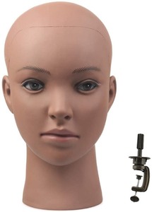 lot 2506 image: Afro American Mannequin Head for Wigs Black Styrofoam Mannequin Head with Female Face Bald Mannequin Head for Making Wigs