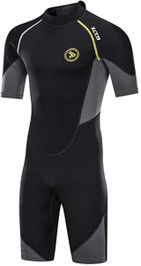lot 2515 image: ZCCO Mens Wetsuits 1.53mm Premium Neoprene Back Zip Shorty Dive Skin for Spearfishing,Snorkeling, Surfing,Canoeing,Scuba Diving Suits, XL, Black