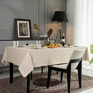 lot 2516 image: Hosonson Vinyl PU Rectangle Table Cloth 60x84 Inch - Easy Care Waterproof Oil-Proof Stain Proof Decoration Tablecloth - Reusable Wipable Heavy Duty Table Cover