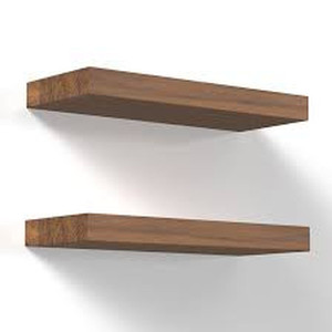 lot 2523 image: Floating Shelves Wall Mounted 17-Inch - Thick Handmade Set of Dark Brown Wooden Shelf, Natural Rustic Farmhouse Acacia Hard Wood, Solid Shelving for Kitchen, Bathroom, Bedroom Decor - 2 Pack