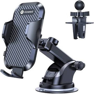 lot 2530 image: VICSEED Universal Cell Phone Holder for Car Solid & Durable Car Phone Holder Mount for Dashboard Windshield Air Vent Long Arm Strong Suction Cell Phone Car Mount Thick Case Heavy Phones Friendly