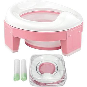 lot 2565 image: Portable Potty for Toddler Travel Seat Foldable Car Potty Training Toilet with Travel and Storage Bag Kids for 24M- 3 Years(Pink)