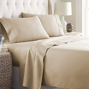 lot 2572 image: Danjor Linens 6 Piece Luxury Soft 1800 Series Premium Deep Pocket Sheet Set, Hypoallergenic, Wrinkle and Fade Resistant, Taupe