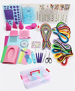 lot 2576 image: YURROAD Paper Quilling Kit 3mm5mm10mm 1740pcs Quilling Paper Strips Quilling Tool Set with Storage Box with Quilling Electric Slotted Pen Needle Curler Crimper Comb Board Template Border Buddy Tower