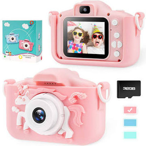 lot 2579 image: Kids Camera for Girls Toddler - Unicorn Toys Pink Camera for Girls Gift - Kids Selfie Camera Anti-Drop 20.0MP Dual Video Camcorder - 2.0 Inches Screen  SD Card 32GB