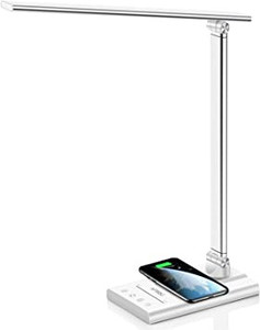 lot 2597 image: AFROG 4th Gen Multifunctional LED Desk Lamp with 10W Fast Wireless Charger, USB Charging Port,1800Lux Super Bright,5 Lighting Mode,7 Brightness, Touch Control, Auto Timer, 15W Office Table Lamp
