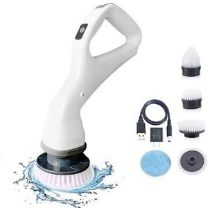 lot 2613 image: Electric Spin Power Scrubber Rechargeable Cleaning Brush, Cordless and Portable Scrubber Kit with 4 Replaceable Cleaning Brush Heads, High Rotation for Cleaning Tile, Sink, Window��Floor, Tub, Wall