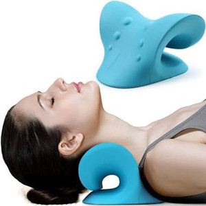 lot 2615 image: Neck and Shoulder Relaxer, Cervical Traction Device for TMJ Pain Relief and Cervical Spine Alignment, Chiropractic Pillow Neck Stretcher(Blue)