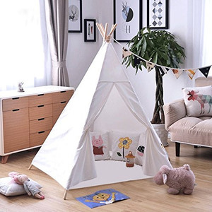 lot 2616 image: Four Sided Indoor Teepee Tent With Small Window White