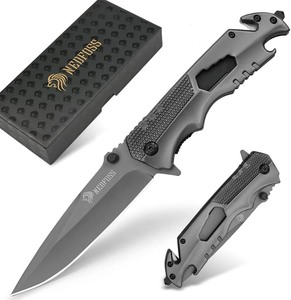 lot 2620 image: NedFoss Pocket Knife for Men, 5-in-1 Multitool Folding Knife with Bottle Opener, Glass Breaker, Seatbelt Cutter and Wrench, Survival Knife for Emergency Rescue Situations, Home Improvements
