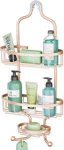 lot 2622 image: Over Head Hanging Shower Caddy 3-Tier Bathroom Shower Organizer Champagne Gold