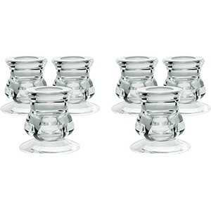 lot 2623 image: Candle Holder for Taper Candles, Yme 6pcs Clear Glass Candlestick Holders Set for Table Wedding Decorative Home Decoration