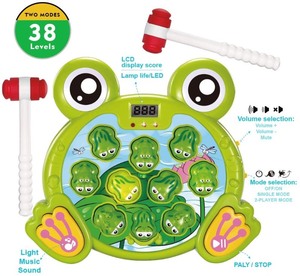 lot 2632 image: YEEBAY Interactive Whack A Frog Game, Learning, Active, Early Developmental Toy, Fun Gift for Age 3, 4, 5, 6, 7, 8 Years Old Kids, Boys, Girls,2 Hammers Included