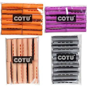 lot 2640 image: COTU (R) 48 pieces Variety Pack Perm Rods for Hair - Sizes Small, Medium, Large & Jumbo - Colors Tangerine, Sandy, Lilac & Gray