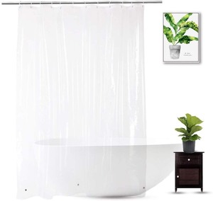 lot 2645 image: WellColor Clear Shower Curtain Liner 96 x 72, PEVA Heavy Duty Shower Liner with 3 Weighted Magnets, Transparent, 100% Waterproof