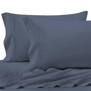 lot 2648 image: Pizuna 400 Thread Count Sheet Set, 100% Long Staple Cotton Dark Blue Cal King Sheets, Luxurious Soft Sateen Weave Bed Sheets fit Upto 15 inch Deep Pocket (Indigo Blue Calking Sheet Set)