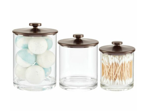 lot 2651 image: MDESIGN Plastic Bathroom Vanity Storage Canister Jars - Set of 3