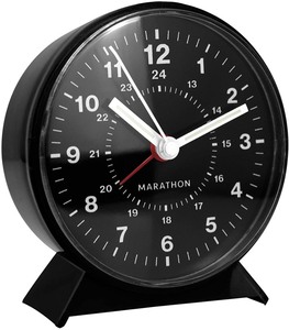 lot 2671 image: Marathon CL034001BK Mechanical Wind-Up Alarm Clock - Black