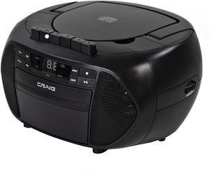 lot 2683 image: Craig CD6951 Portable Top-Loading CD Boombox with AMFM Stereo Radio and Cassette PlayerRecorder in Black  6 Key Cassette PlayerRecorder  LED Display