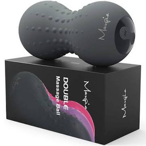lot 2694 image: Maxgia Heating Vibrating Massage Ball, Peanut Ball Roller, Electric Double Lacrosse Ball with 5 Vibration for Myofascial Release Deep Tissue Trigger Point Therapy Muscle Recovery Pain Relief (Gray)