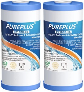 lot 2695 image: PUREPLUS 5 Micron 10 x 4.5 Whole House Sediment and Carbon Water Filter Replacement Cartridge for GE FXHTC, GXWH40L, GXWH35F, GNWH38S, Culligan RFC-BBSA, WRC25HD, PP10BB-CC, Pentek RFC-BB, 2Pack