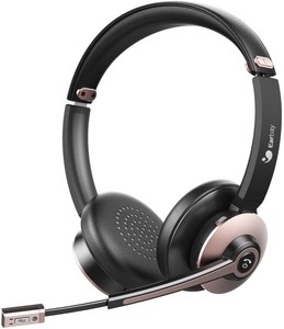 lot 2719 image: Bluetooth Headset, Wireless Headphones with Microphone Noise Cancelling, On Ear Headphones with Mic Mute, Handsfree PC Headsets for ZoomMs TeamsSkype 26H PlaytimeDual ConnectLaptopiPhoneTablet