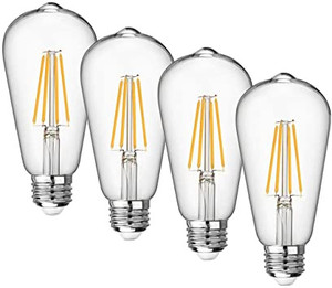 lot 2725 image: Vintage LED Edison Bulb Dimmable 8W Led Filament Light Bulb ST64 840 Lumen 3000K Soft White 75-100 Watt Incandescent Equivalent E26 Medium Base Decorative Antique Lamp for Home Bathroom Bedroom 4 Pack