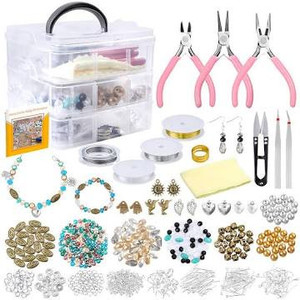 lot 2731 image: PP OPOUNT 805 PCS Jewelry Making Supplies, Jewelry Making Kit with Jewelry Beads, Findings, Pliers, Cutters, Tweezers, Beading Wire, Storage Case for Jewelry Necklace Bracelet Making Repair