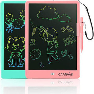 lot 2732 image: CARRVAS LCD Writing Tablet 2 Pack 10 Inch Colorful Drawing Pad for Kids Erasable Reusable Electronic Doodle Board Educational Learning Toy Gifts for Boys Girls Home School