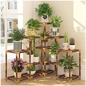 lot 2751 image: HOMKIRT Plant Stand Indoor Outdoor, Multi Tier Wood Plant Shelf Holder