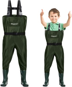 lot 2768 image: Kids Chest Waders Waterproof NylonPVC Youth Waders with Boots Fishing & Hunting Waders for Kids Toddler Children Boys