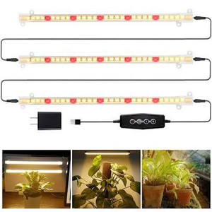 lot 2776 image: LED Grow Light Strips, 3500K 90-Bulb Full Spectrum Dimmable Plant Growing Lamp Bars with Timer for Indoor Plants Succulents Seeds Starting Veg, Extendable Design