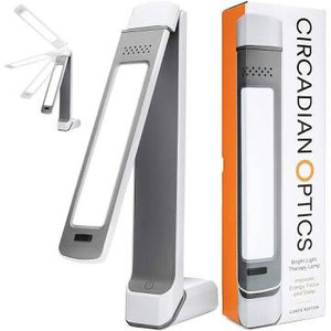 lot 2785 image: Circadian Optics Light Therapy Lamp - UV-Free LED Light Sun Lamp with 10,000 Lux for Sleep Aid, Brain Booster, and Stress Relief. Full Spectrum Sunlight Lamp for Work from Home - Lumos (White)��
