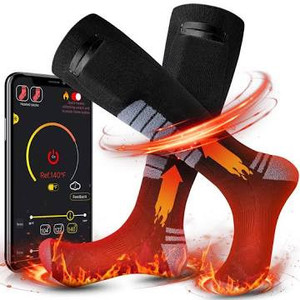lot 2801 image: WASOTO Heated Socks for Women Men 5000mAh Battery Rechargeable Washable Ski Socks APP Control for Hunting Fishing