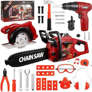 lot 2802 image: Vextronic 36 PCS Kids Tool Set with Toy Chainsaw Electronic Toy Drill with Sound and Light, Pretend Play Kids Tool Box Construction Toy, Great Toy Tool Set for Toddlers Boys Girls Ages 3
