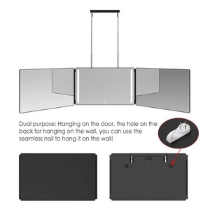 lot 2807 image: 3 Way Make Up Mirror Trifold Mirror with Led Self Hairdressing Mirror Three-fold Mirror Hair Cutting Styling DIY Haircut Tool